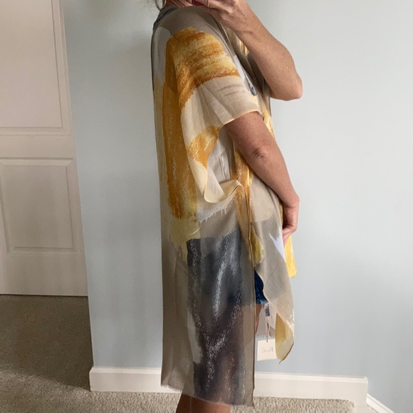 Yellow, Tan & Gray Print Kimono - Picture 5 of 6